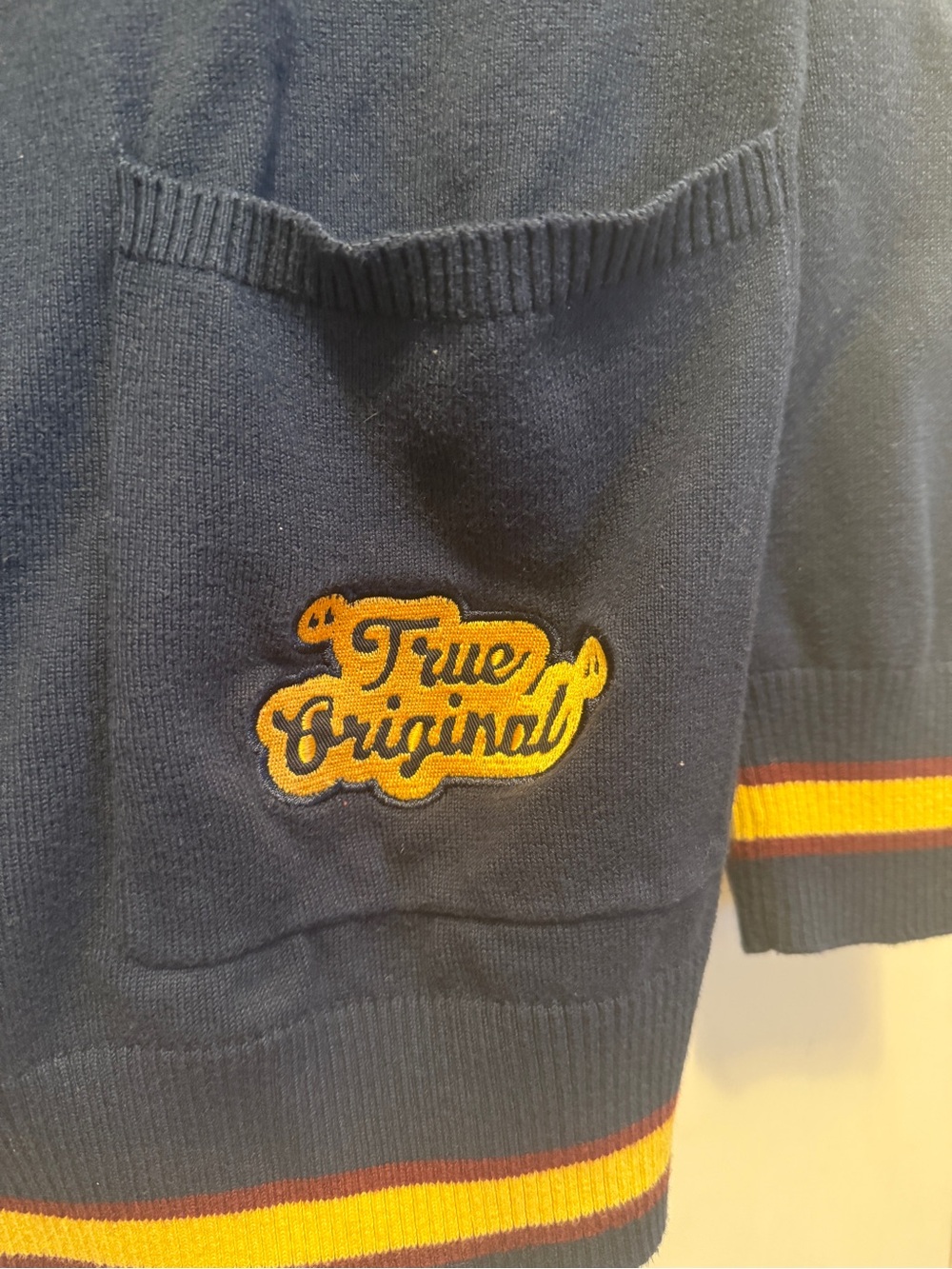 Disney Mickey Mouse Women's Navy and Yellow Varsity Cardigan Jacket - Picture 5 of 7